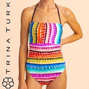 Trina Turk Prismatic High Back Bandeau One Piece Swimsuit Size 6